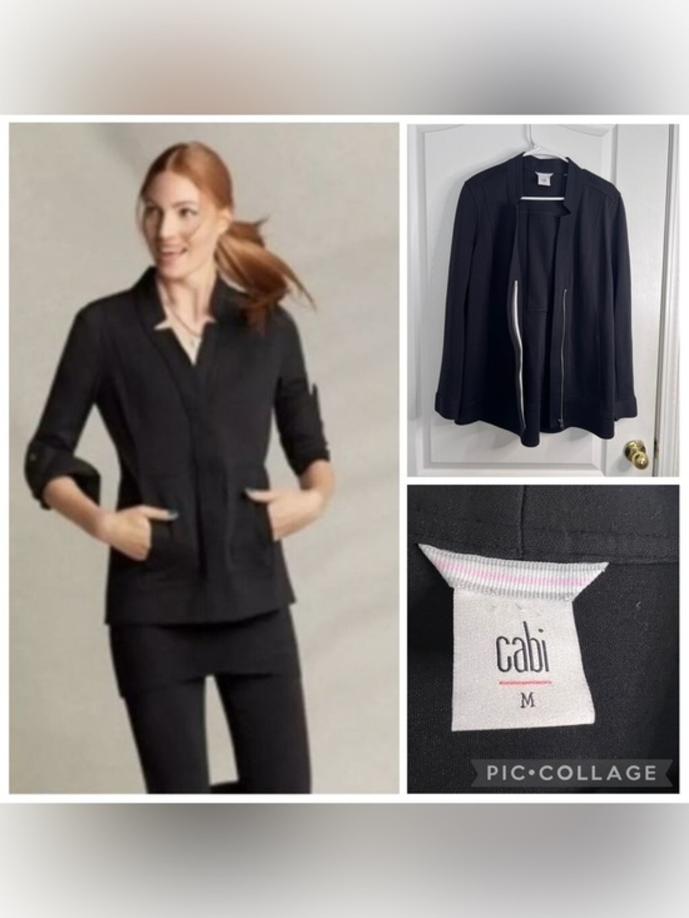 Cabi Around The Clock Full Zip Black Casual Style# 5480 Jacket Size M